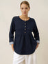 Organic Cotton Patchwork Cuff Button Decor Top AUDREY  DestGlow