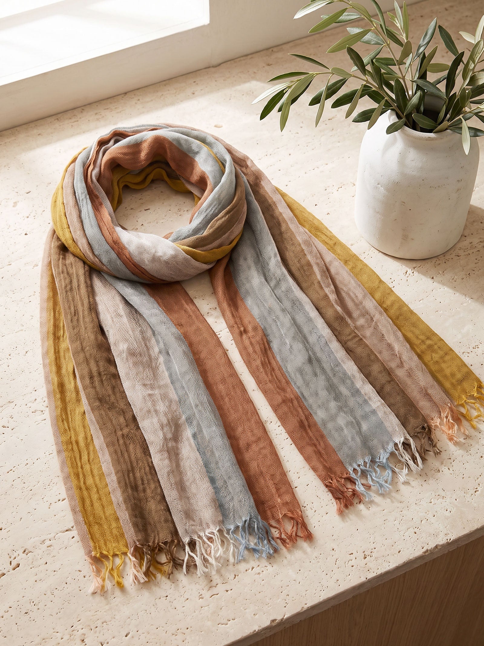 Cotton Linen Lightweight Soft Scarf  DestGlow