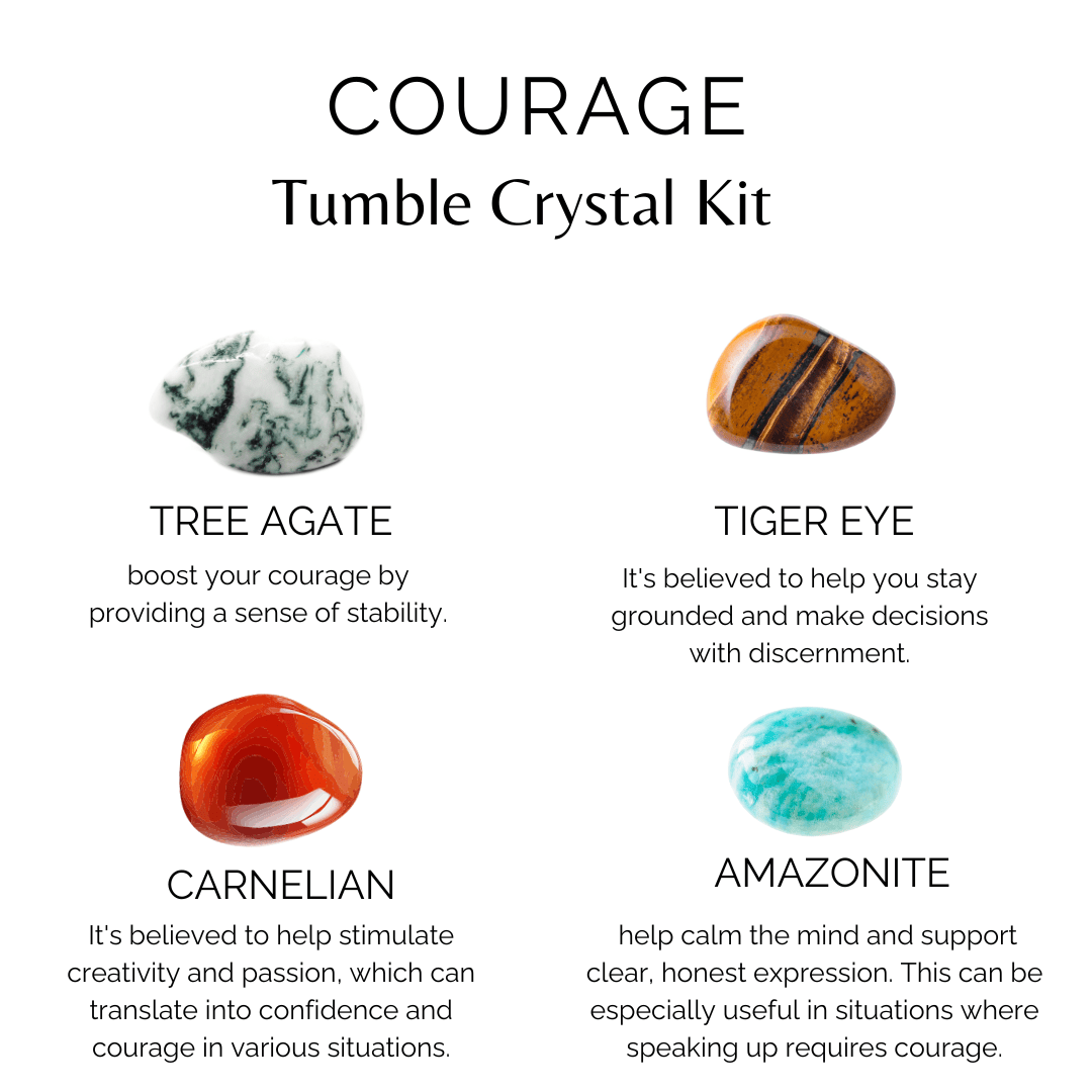 Promote COURAGE Crystal Kit, Gemstone Tumble Kit, Courage Crystal Gift Set  DestGlow