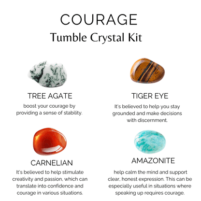 Promote COURAGE Crystal Kit, Gemstone Tumble Kit, Courage Crystal Gift Set  DestGlow