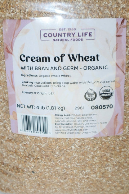 Cream of Wheat, Organic by Country Life Natural Foods