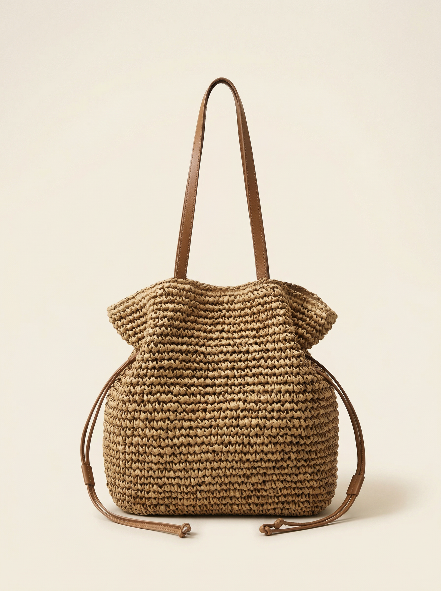 Artisanal Hand-Crocheted Straw Bucket Bag by LINTICO