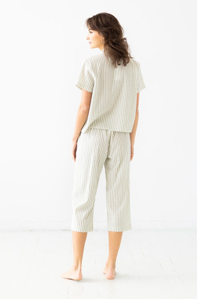 Cropped Button Down-High Waisted Striped Capri by Salua Lingerie