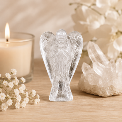 Crystal Quartz Angel Pocket Guardian  DestGlow