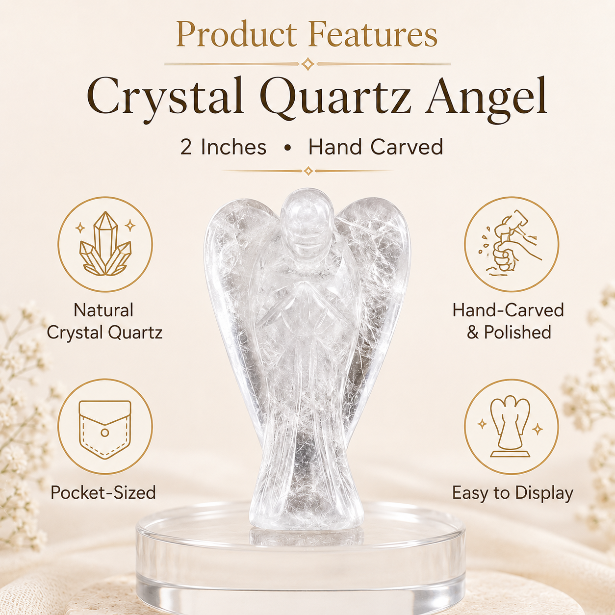 Crystal Quartz Angel Pocket Guardian  DestGlow
