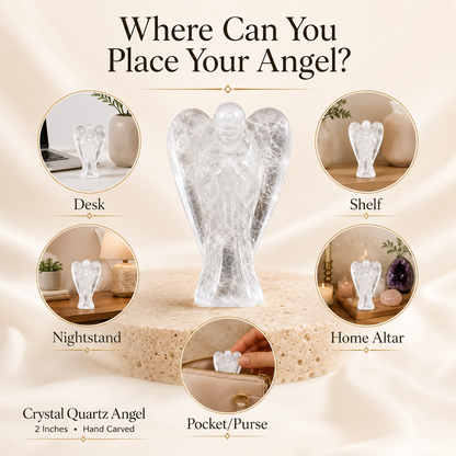 Crystal Quartz Angel Pocket Guardian  DestGlow