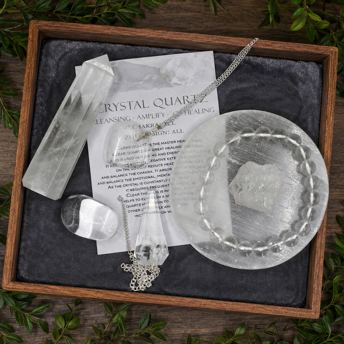 Crystal Quartz Gift Set For Emotional Support and Protection, Crystal Polished Gemstones.  DestGlow