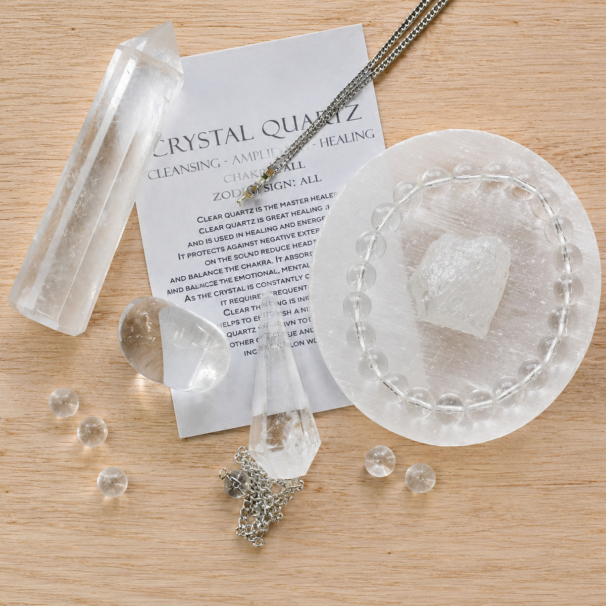 Crystal Quartz Gift Set For Emotional Support and Protection, Crystal Polished Gemstones.  DestGlow