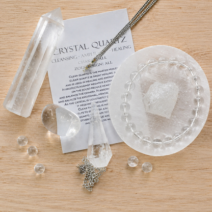 Crystal Quartz Gift Set For Emotional Support and Protection, Crystal Polished Gemstones.  DestGlow