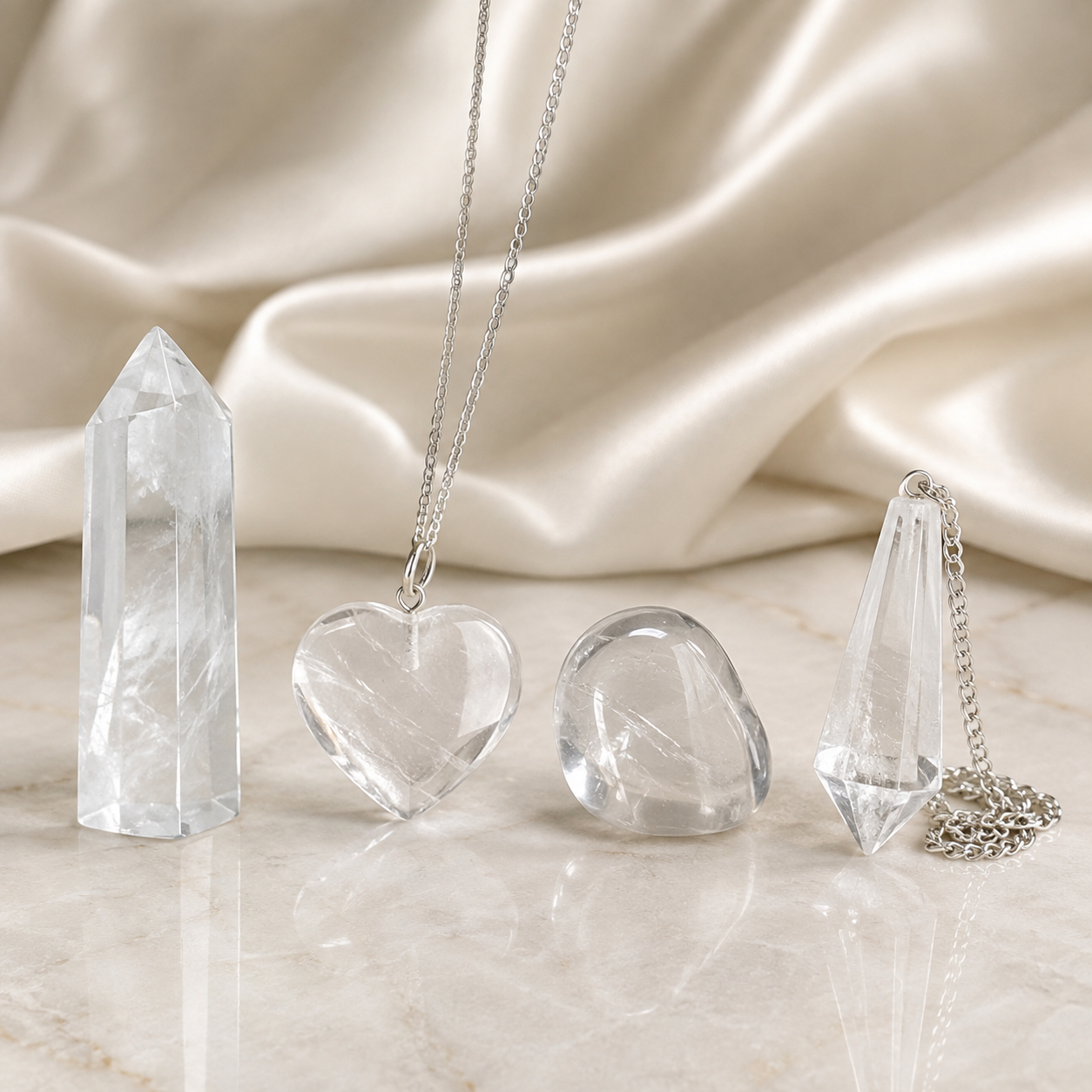 Crystal Quartz Gift Set For Emotional Support and Protection, Crystal Polished Gemstones.  DestGlow