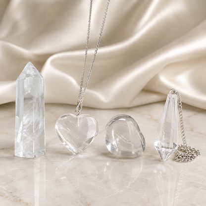 Crystal Quartz Gift Set For Emotional Support and Protection, Crystal Polished Gemstones.  DestGlow