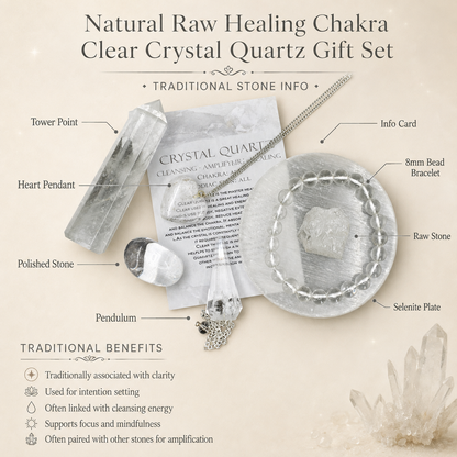 Crystal Quartz Gift Set For Emotional Support and Protection, Crystal Polished Gemstones.  DestGlow
