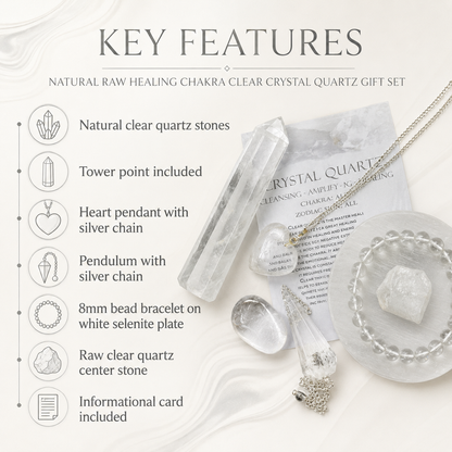 Crystal Quartz Gift Set For Emotional Support and Protection, Crystal Polished Gemstones.  DestGlow