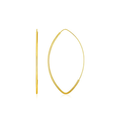 14k Yellow Gold Polished Long Marquise Motif Earrings - accessories