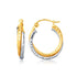 14k Two-Tone Gold Interlaced Hoop Earrings with Hammered Texture - earrings
