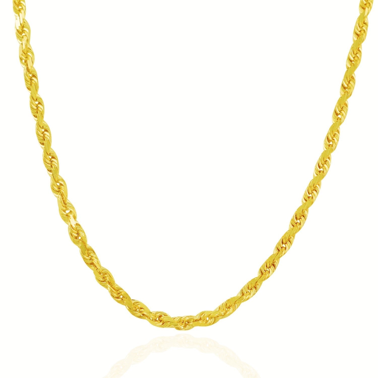 5.0mm 14k Yellow Gold Solid Diamond Cut Rope Chain by Bids.com