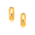14k Yellow Gold Wide Medium Hoop Earrings with Snap Lock - DestGlow