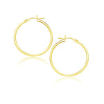 14k Yellow Gold Polished Hoop Earrings (2x25 mm) - earrings