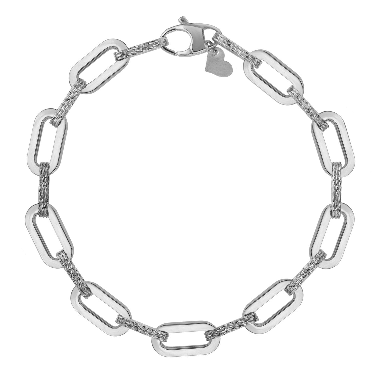 14k White Gold Diamante Paperclip Chain Bracelet (7.00 mm) by Bids.com