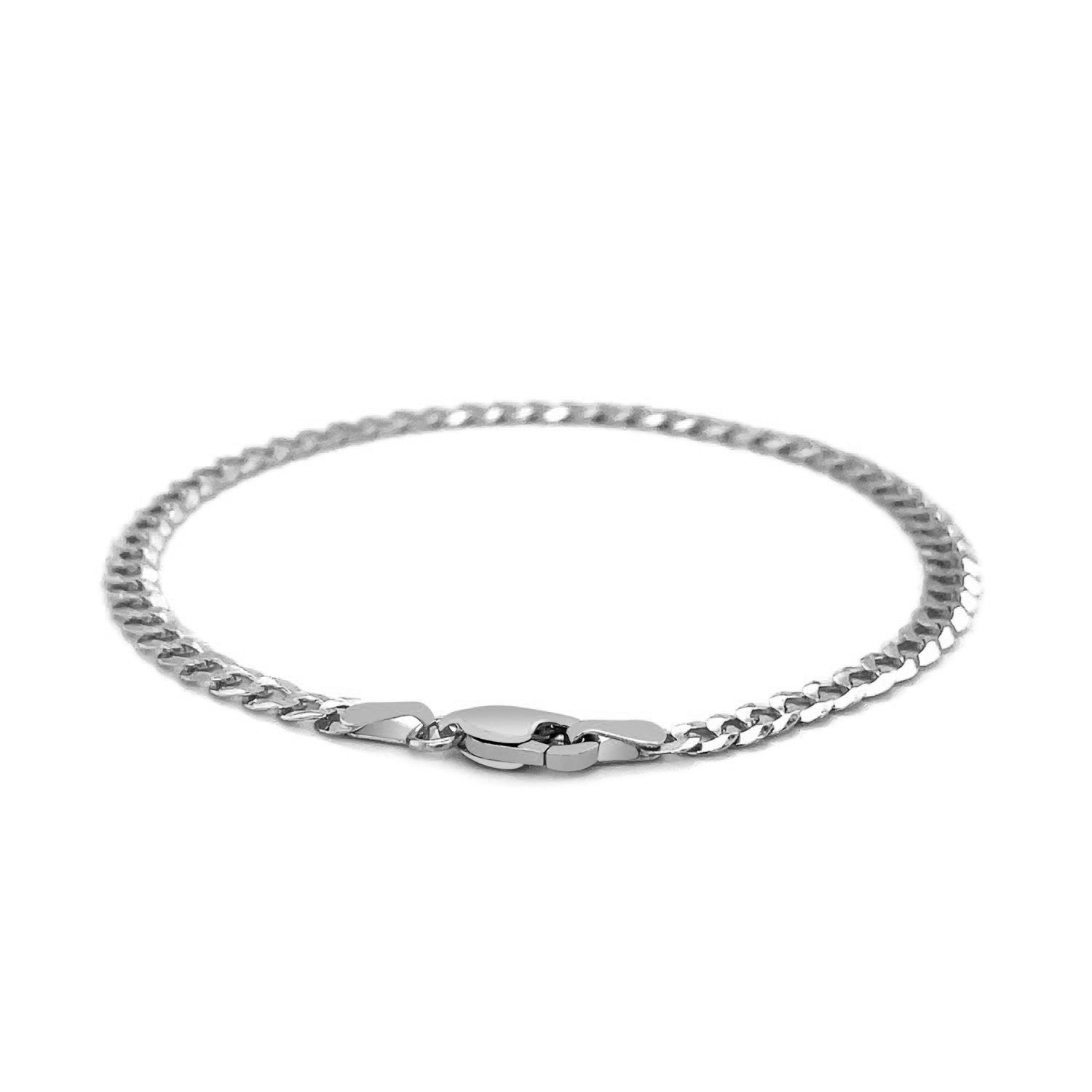 3.6mm 14k White Gold Solid Curb Bracelet by Bids.com