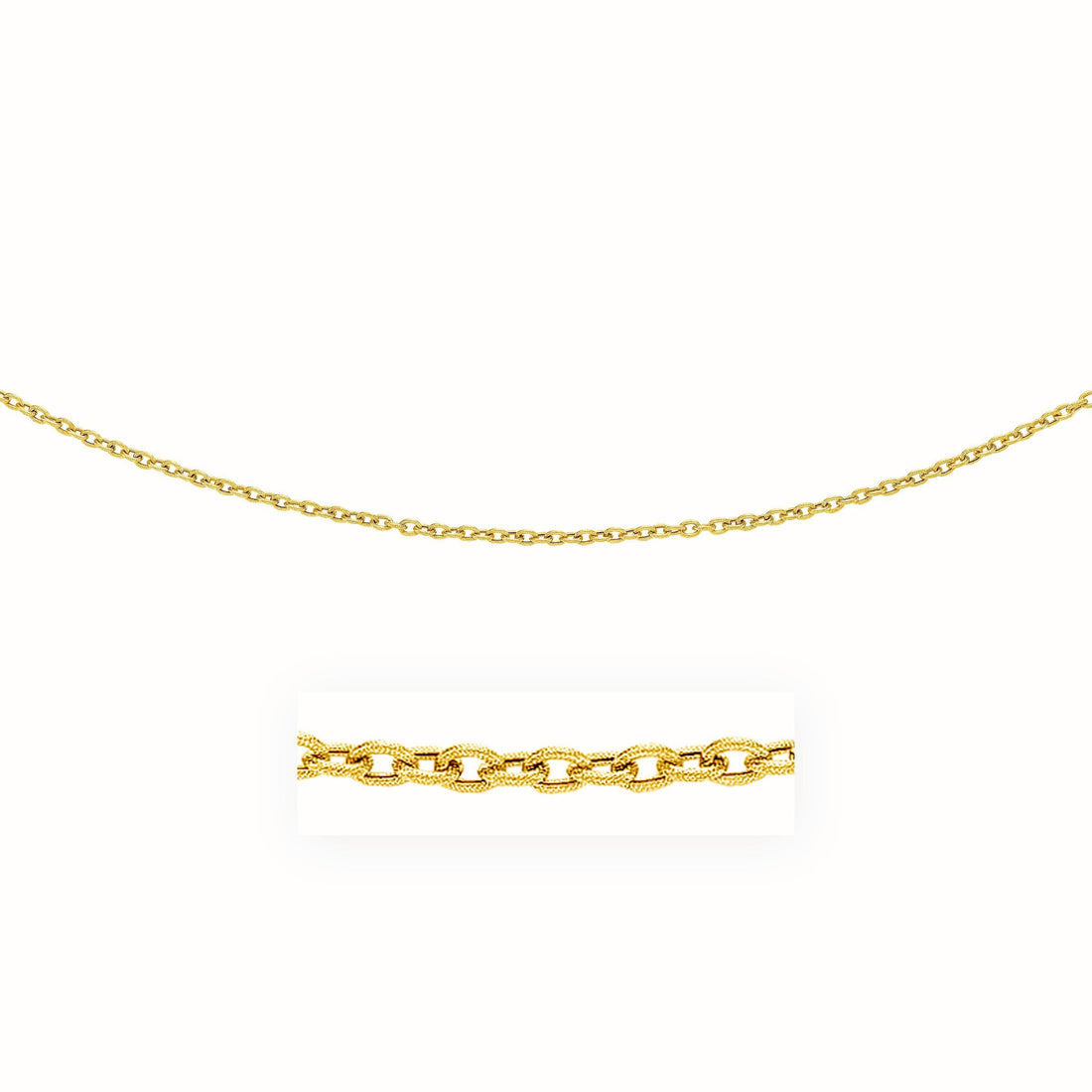 14k Yellow Gold Pendant Chain with Textured Links (3.3 mm) by Avera Group