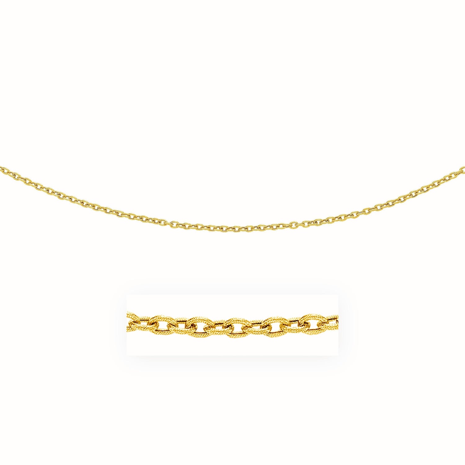 14k Yellow Gold Pendant Chain with Textured Links (3.3 mm) by Avera Group