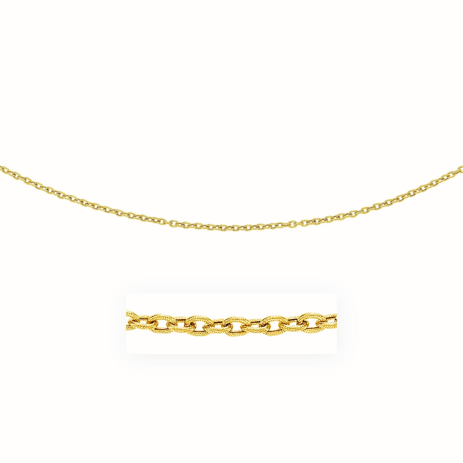3.5mm 14k Yellow Gold Pendant Chain with Textured Links  DestGlow