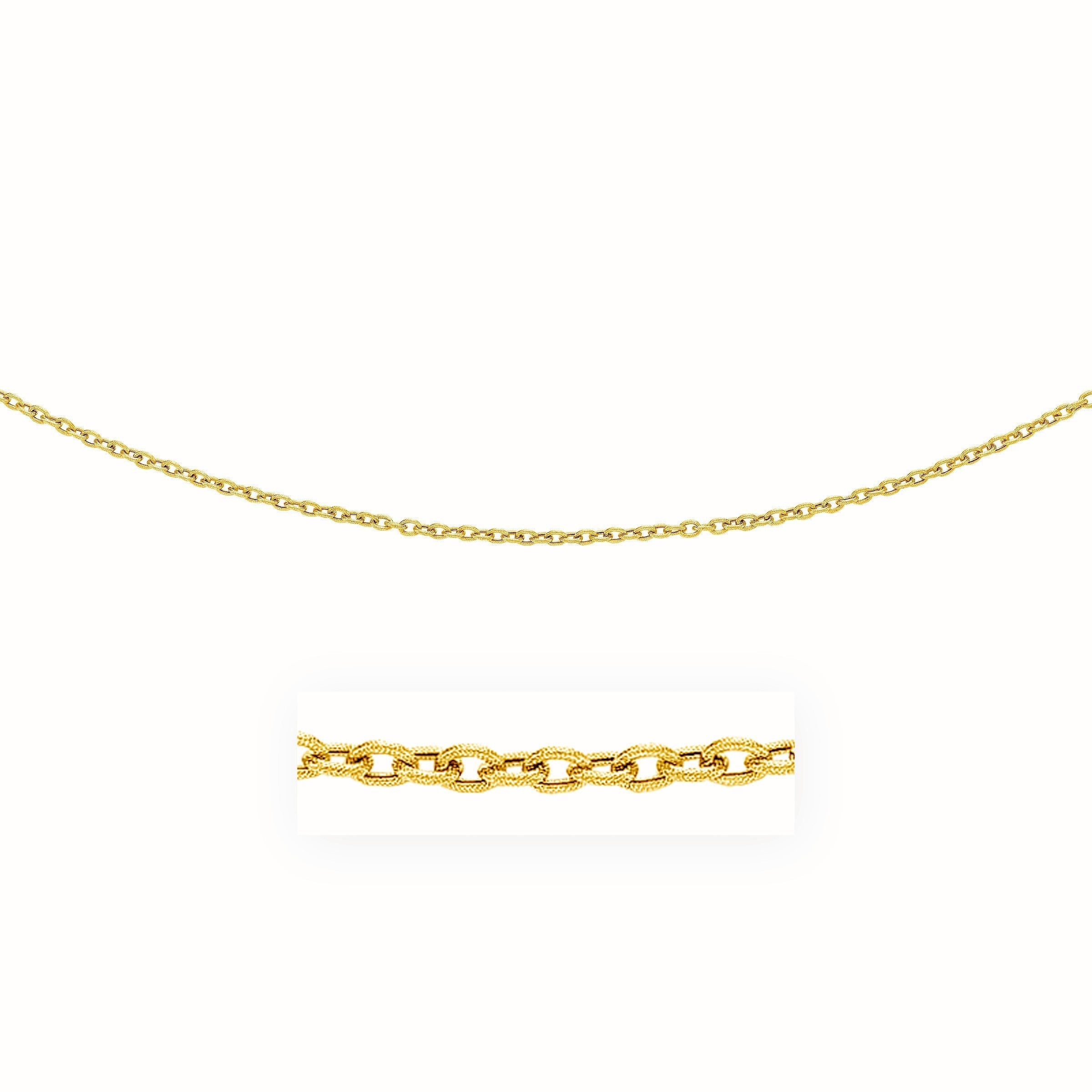 3.5mm 14k Yellow Gold Pendant Chain with Textured Links  DestGlow