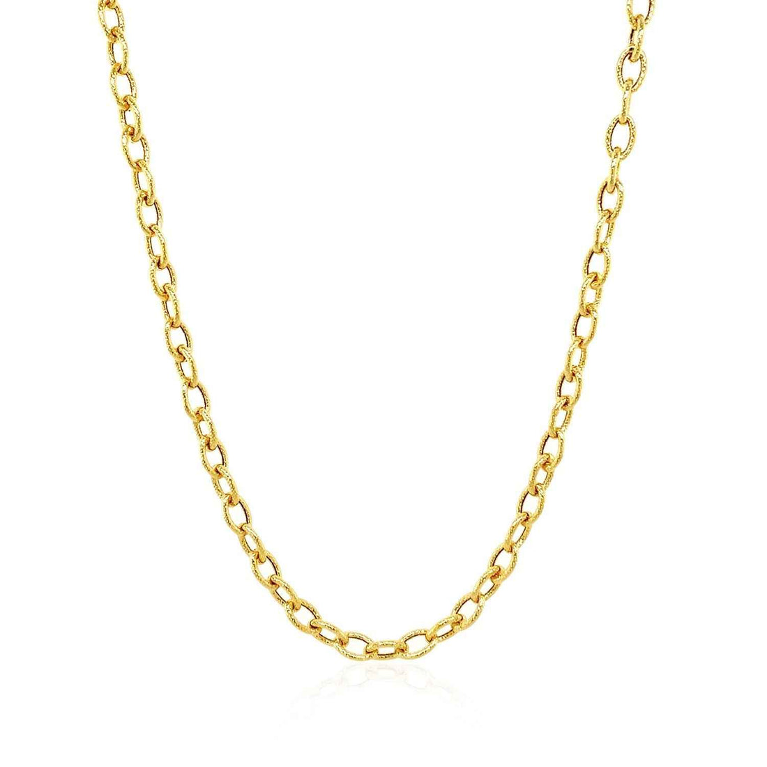 14k Yellow Gold Pendant Chain with Textured Links (3.30 mm)