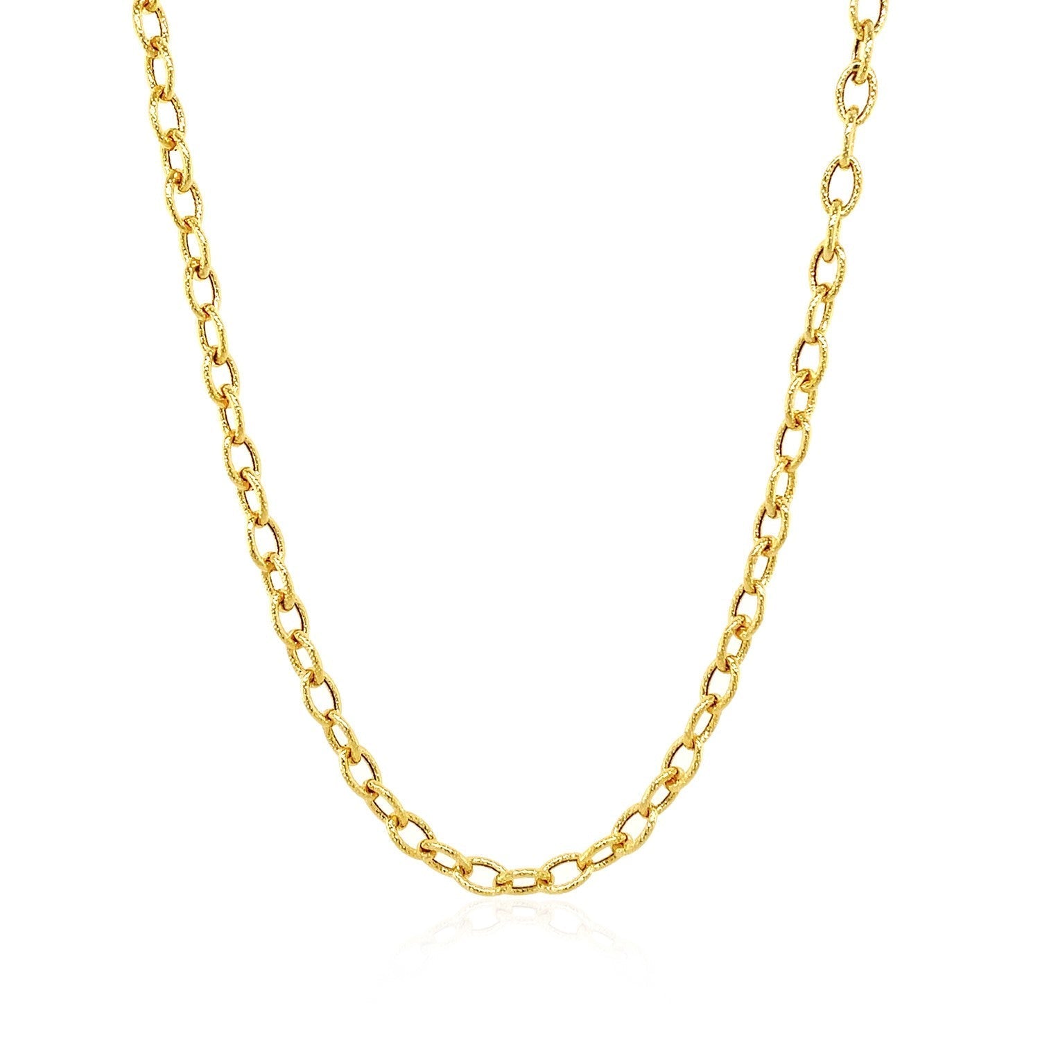 3.5mm 14k Yellow Gold Pendant Chain with Textured Links  DestGlow