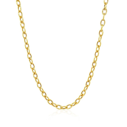 3.5mm 14k Yellow Gold Pendant Chain with Textured Links  DestGlow