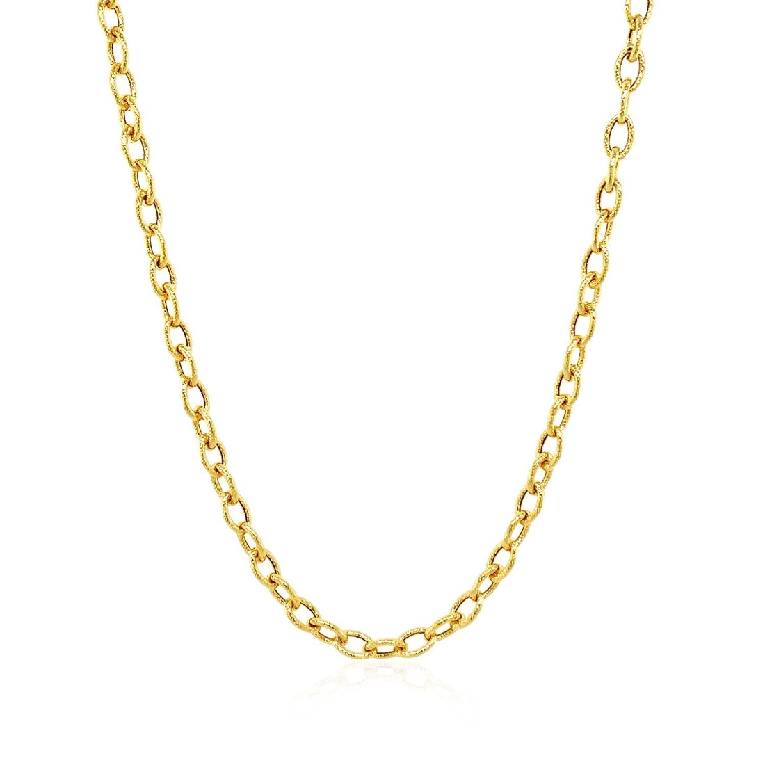 14k Yellow Gold Pendant Chain with Textured Links (3.3 mm) by Avera Group