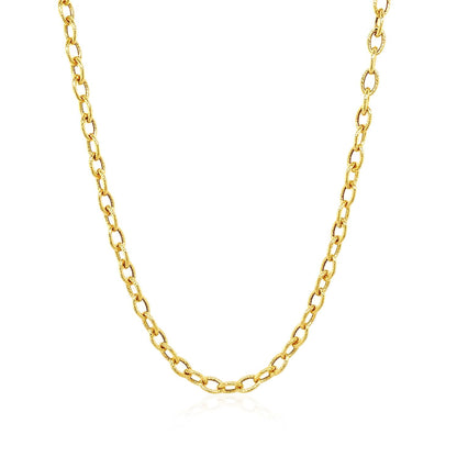 14k Yellow Gold Pendant Chain with Textured Links (3.3 mm) by Avera Group