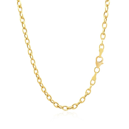 3.5mm 14k Yellow Gold Pendant Chain with Textured Links  DestGlow