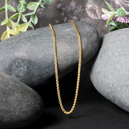 14k Yellow Gold Round Wheat Chain 1.5mm by Bids.com