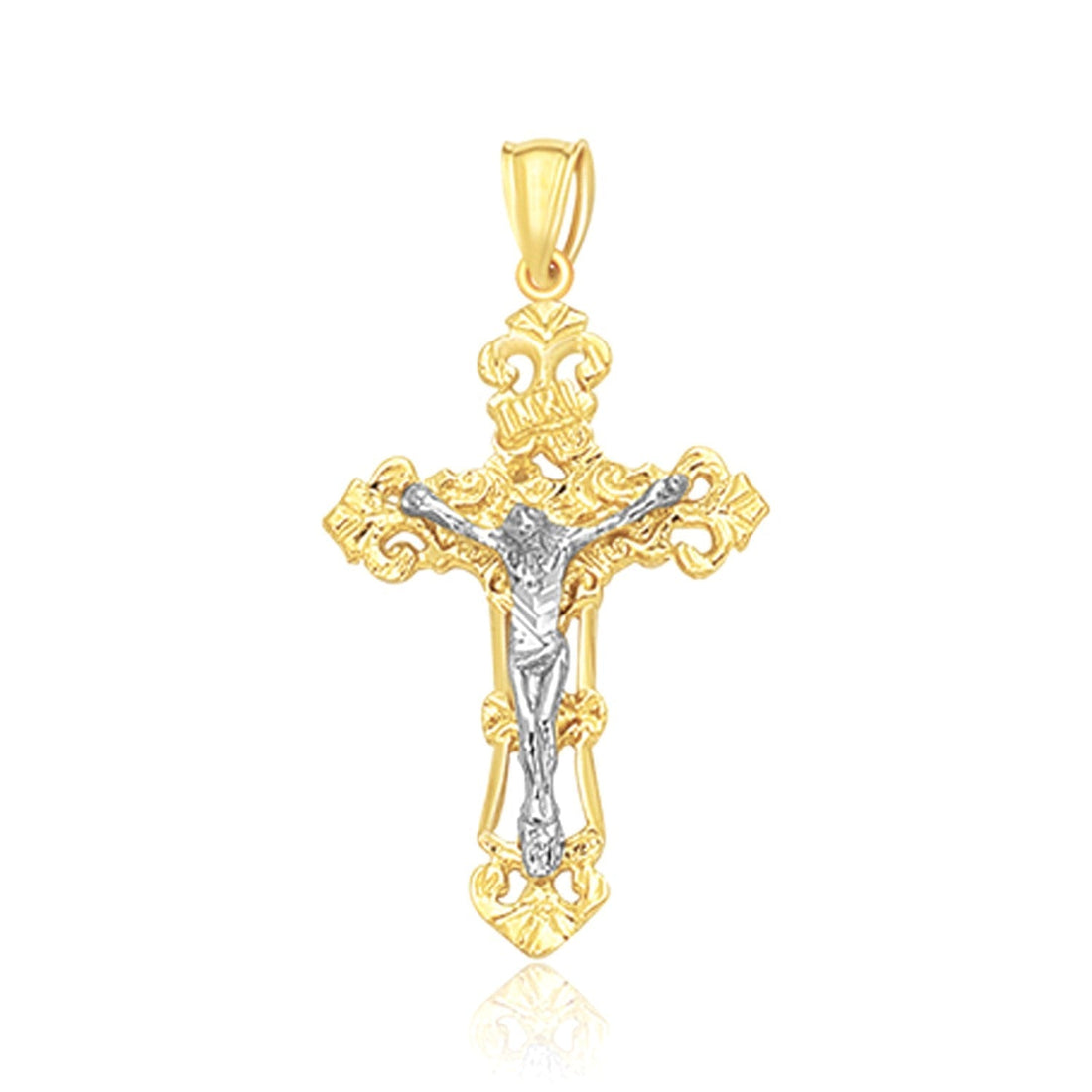 14k Two Tone Gold Cross Pendant 