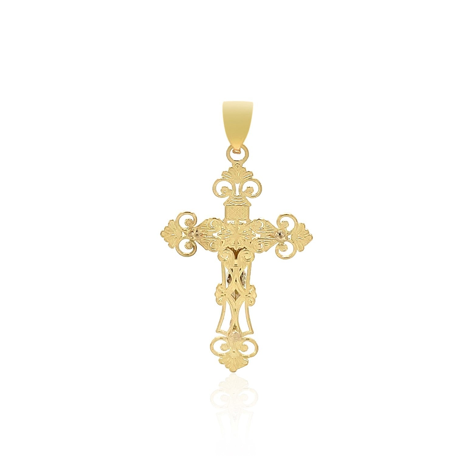 14k Two Tone Gold Cross Pendant - DestGlow