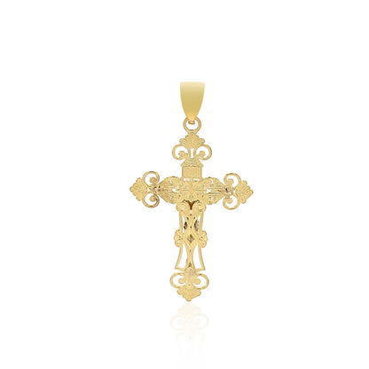 14k Two Tone Gold Cross Pendant - DestGlow