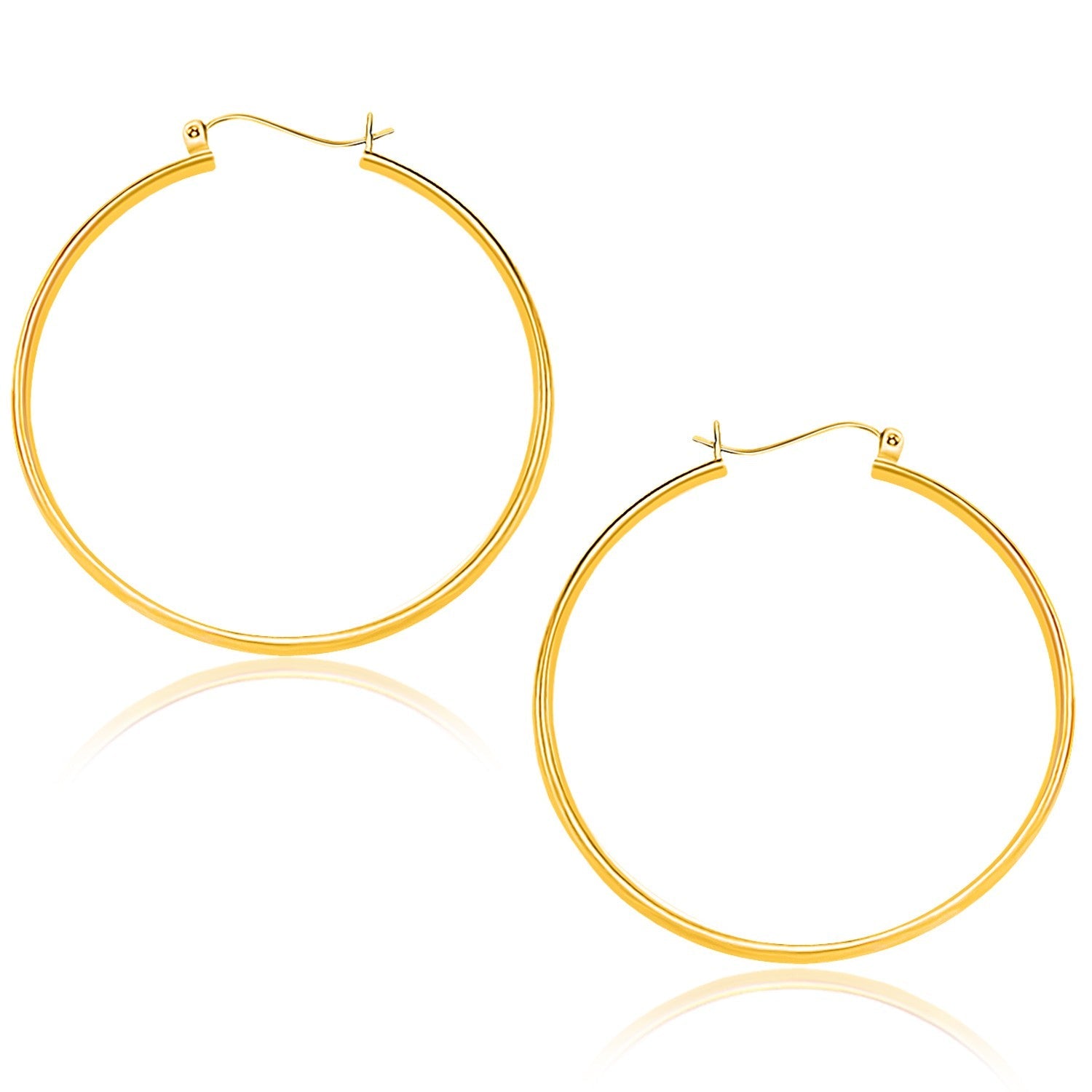 14k Yellow Gold Polished Hoop Earrings (1.5x40mm) - earrings