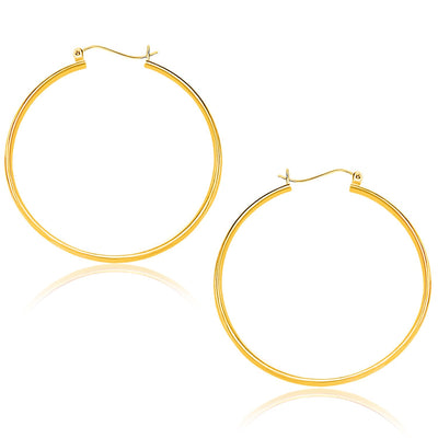14k Yellow Gold Polished Hoop Earrings (1.5x40mm) - earrings