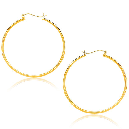 14k Yellow Gold Polished Hoop Earrings (40mm) 
