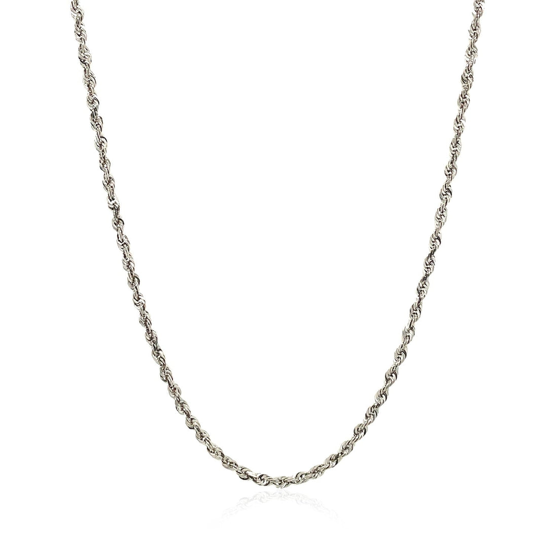14k White Gold Solid Diamond Cut Rope Chain (1.80 mm) by Avera Group