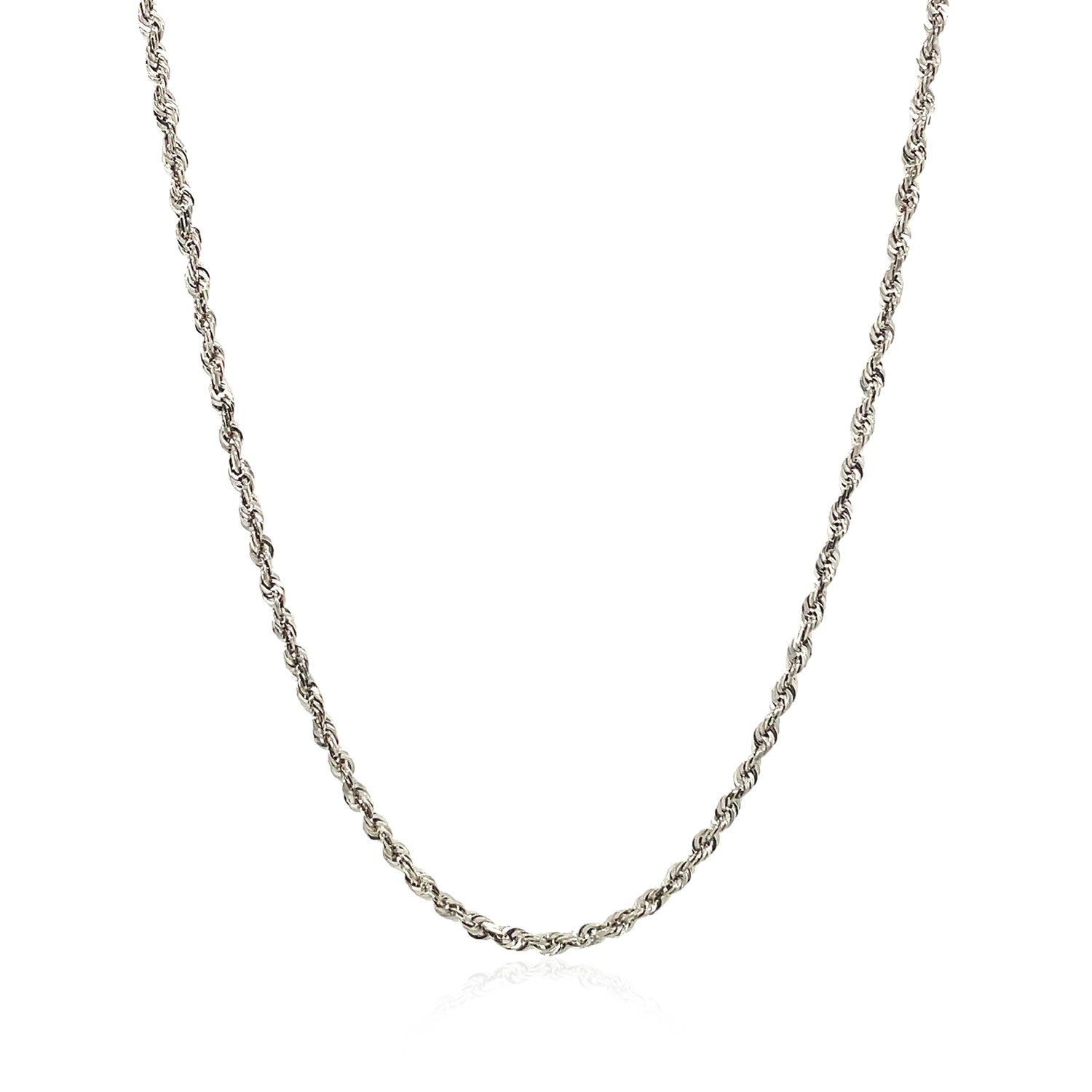 2.0mm 14k White Gold Solid Diamond Cut Rope Chain by Bids.com