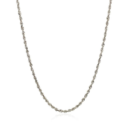 2.0mm 14k White Gold Solid Diamond Cut Rope Chain by Bids.com
