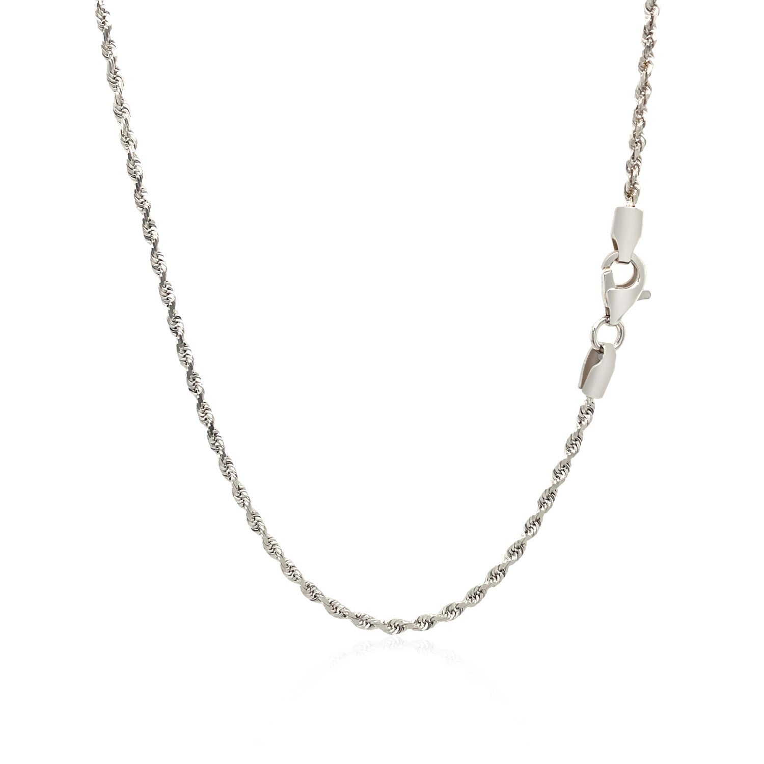 14k White Gold Solid Diamond Cut Rope Chain (1.80 mm) by Avera Group
