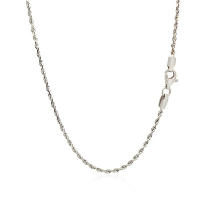 14k White Gold Solid Diamond Cut Rope Chain (1.80 mm) by Avera Group