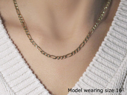 3.8mm 14k Yellow Gold Solid Figaro Chain by Bids.com