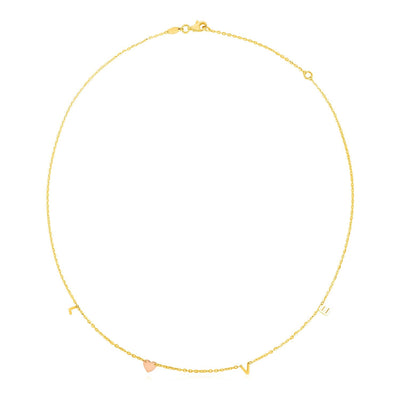 14k Two Tone Gold Love Necklace - necklaces