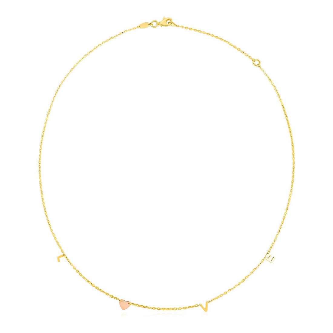 14k Two Tone Gold Love Necklace 