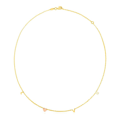 14k Two Tone Gold Love Necklace 